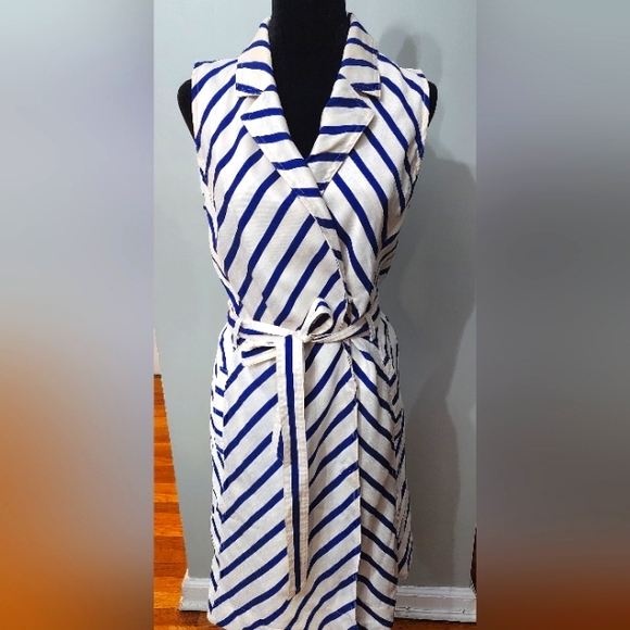Banana Republic Dresses & Skirts - Banana Republic Stripe Trench Wrap Dress, Blue Stripes, Size 10P